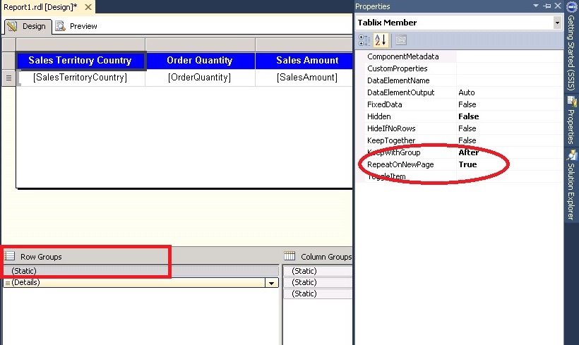 SSRS - How to Repeat Column Header on each Page of reports