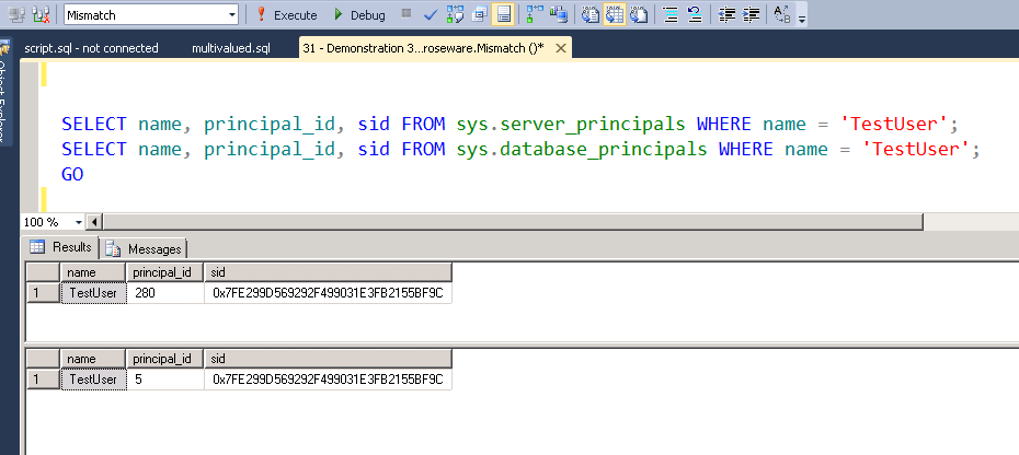 User already exists in the current database - Mismatched SID Problem 